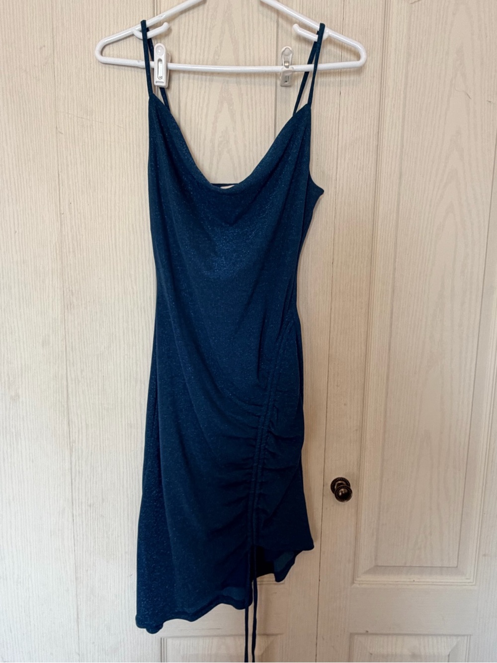 Inspired Hearts Navy Asymmetrical Cowl Neck Dress